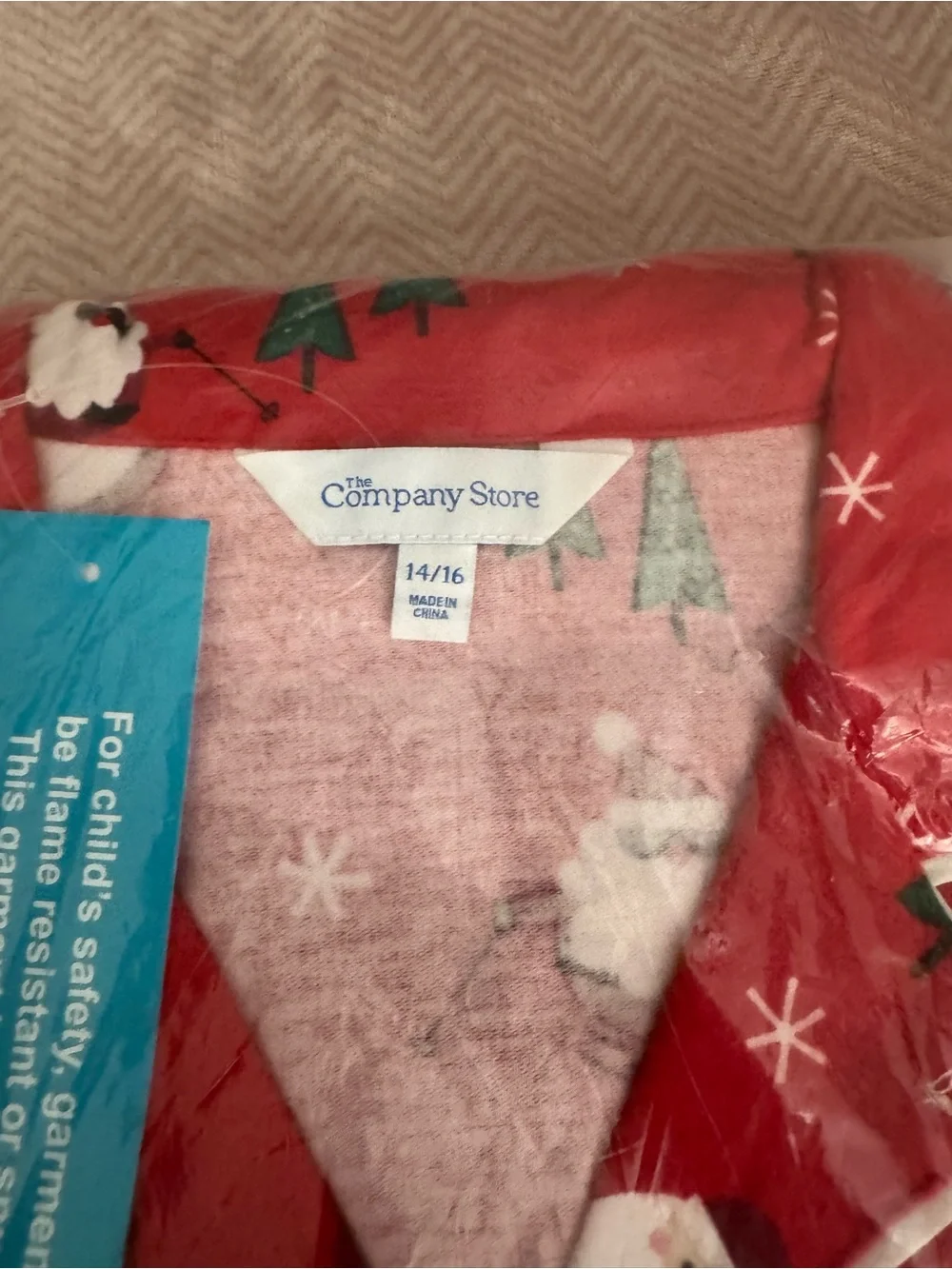 NWT The Company Store Kids' Red Santa Print Pajama Set - size 14-16